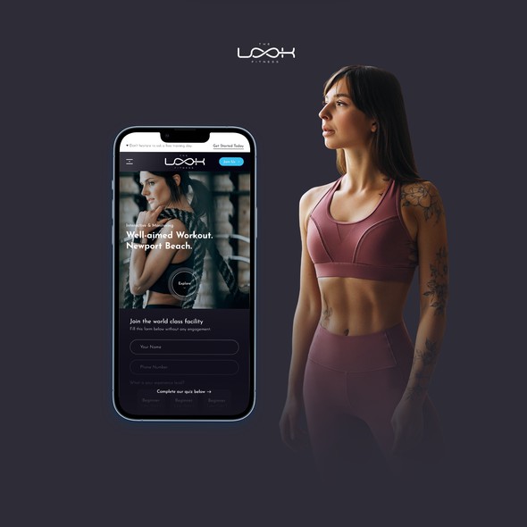 Mobile-first design with the title 'Fitness Mobile First Website'