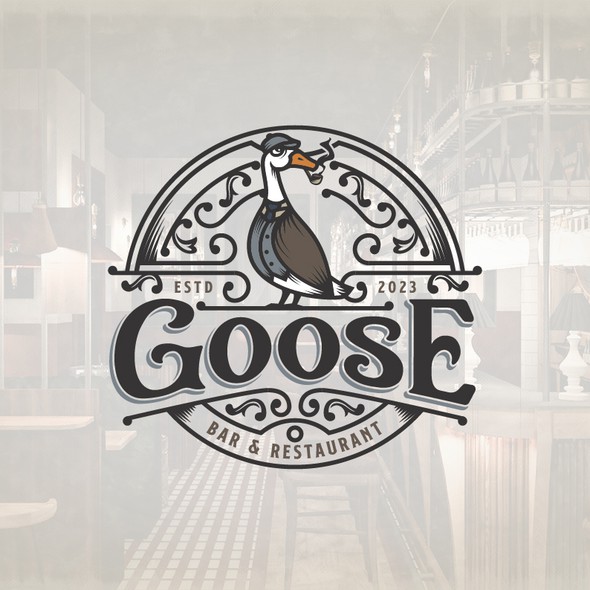Duck design with the title 'Vintage Style Goose Logo'