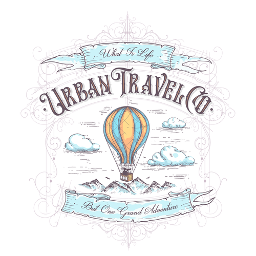 Hot air balloon design with the title 'Urban Travel Co'