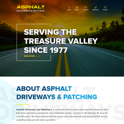 Construction website with the title 'Website for Asphalt Driveway Sand Patching'