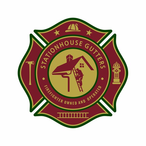 Firefighter logo with the title 'stationhouse gutters'