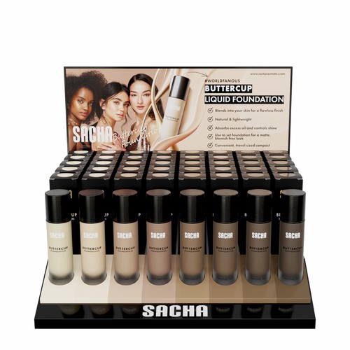 Display packaging with the title 'Cosmetic Display Packaging Design'