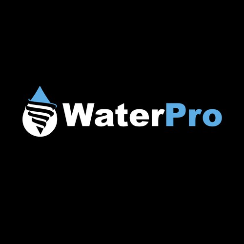 Black and blue logo with the title 'WaterPro Logo'
