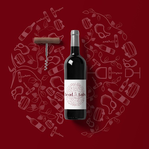 Illustrated label with the title 'Modern Wine Label '