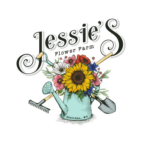 Rustic design with the title 'Jessie's Flower Farm'