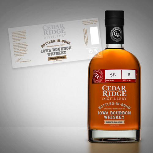 Bourbon label with the title 'Label design for Bourbon'