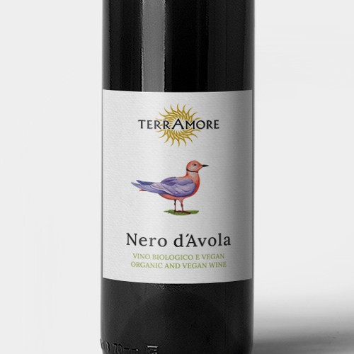 Watercolor label with the title 'TerrAmore- Italian BIO Wine'