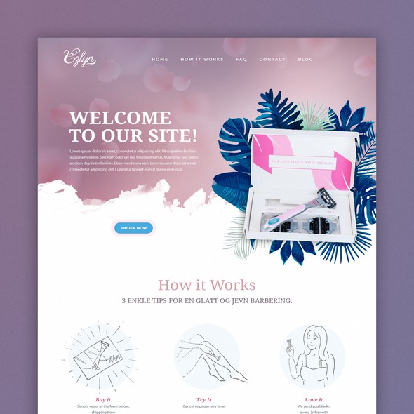 Beauty website with the title 'Website for women razor subscription box'