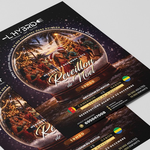 People design with the title 'Un restaurant a besoin d'un FLYER pour communiquer sur le "réveillon de noel 24 décembre 2025"'