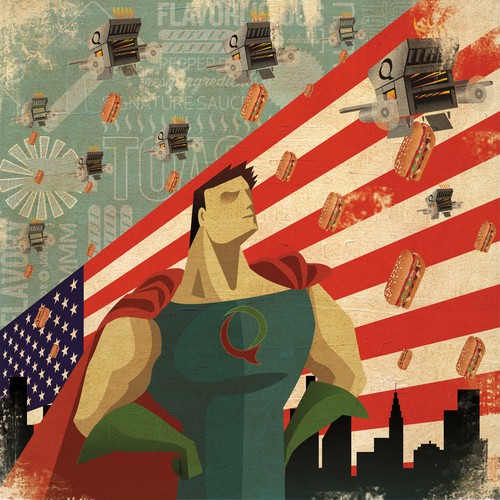 Calendar illustration with the title 'Quiznos calendar illustration.'