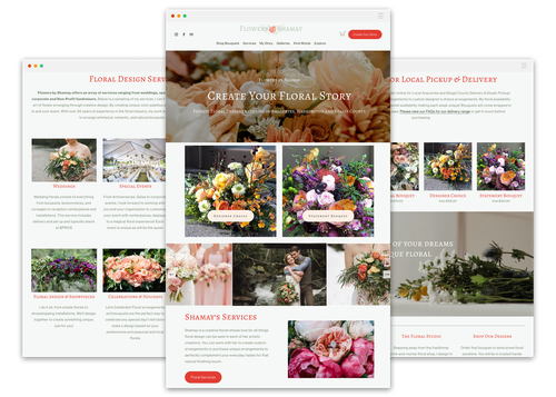 Florist design with the title 'Flowers by Shamay'