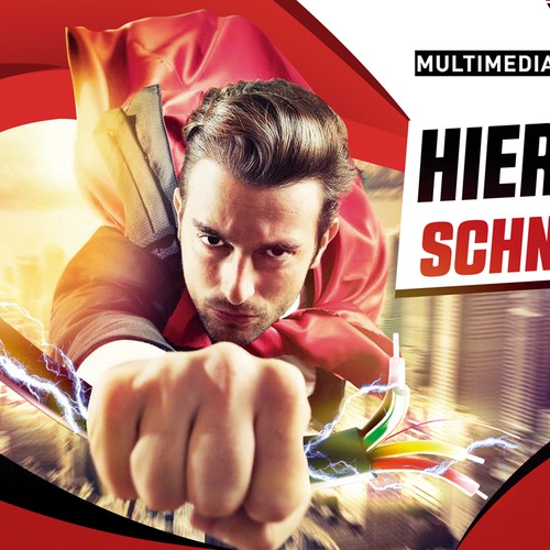 Superhero design with the title 'Highspeed internet promotion Billboard'