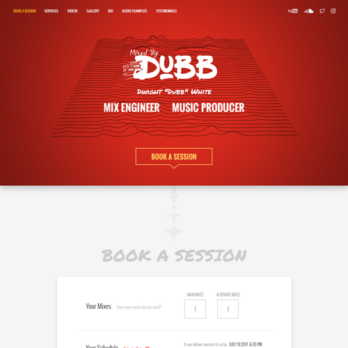 Music website with the title 'Single page website for recording producer'