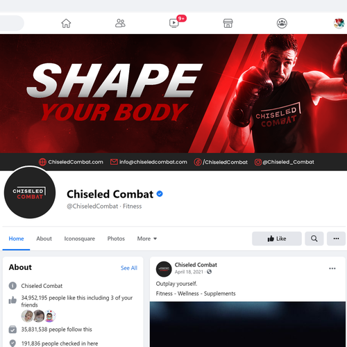 Energetic design with the title 'Facebook Page Identity'