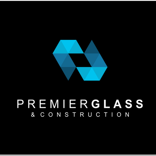 Glass logo with the title 'Premier Glass + Construction'