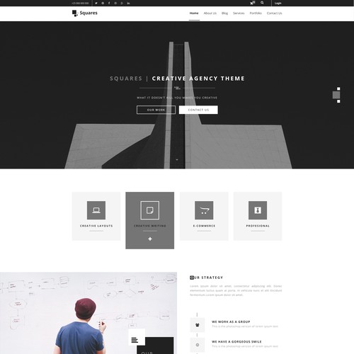 Portfolio website with the title 'Squares - Creative agency Template'