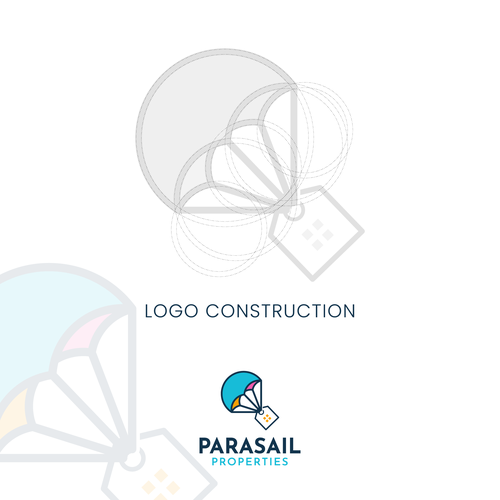 Parachute design with the title 'Looking for a warm, friendly logo that is bright and reminiscent of parasailing in Florida'