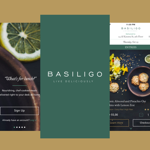 Gourmet design with the title 'Gourmet Food Delivery App UI'