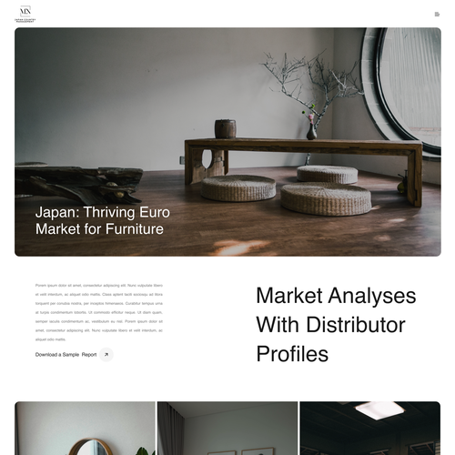 Furniture website with the title 'Minimalist japan furniture web design'