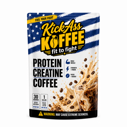 Coffee packaging with the title 'Kick Ass Koffee - Packaging Design'