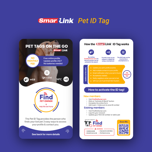 Tag design with the title 'Design and layout for pet ID tag'