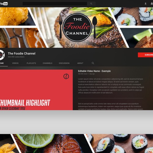Foodie design with the title 'Youtube Cover Design - The Foodie Channel'