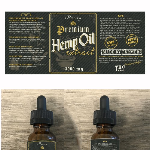 Tincture label with the title 'Product label contest entry '