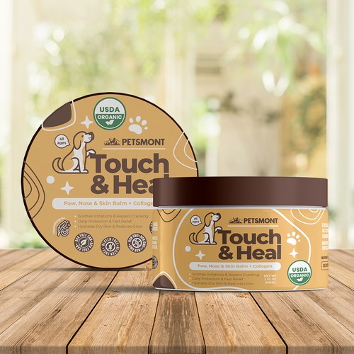 Dog label with the title 'Pet Brand Cosmetic Jar Label'