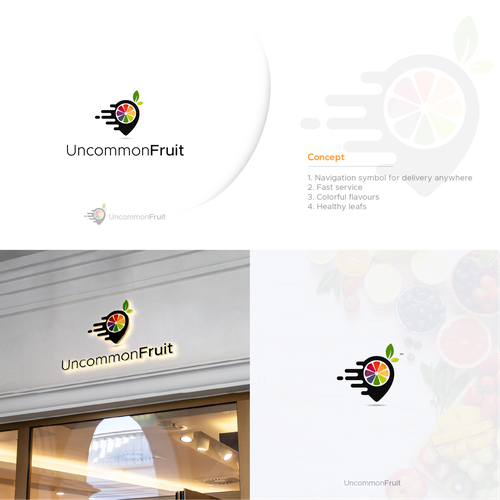 Juice bar design with the title 'logo designing for Uncommon Fruit '