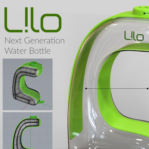 Prototype design with the title 'Unique Water Bottle Design'