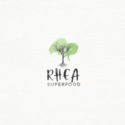 Tree root logo with the title 'Watercolor design logo'