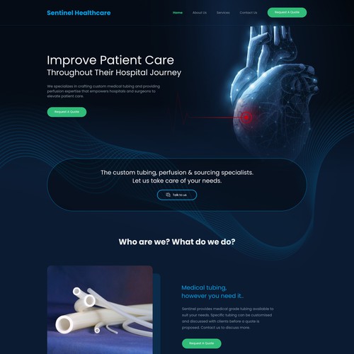 Pharmaceutical website with the title 'Sentinel Healthcare'