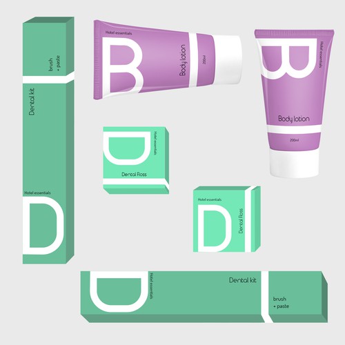 Elegant packaging with the title 'Unique Package Design for Hotel Essentials'