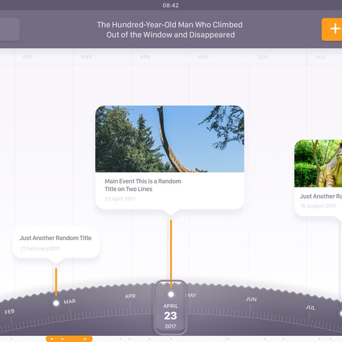 Timeline design with the title 'iPad Timeline App Concept'