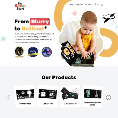 Website with the title 'Kids Product Design'
