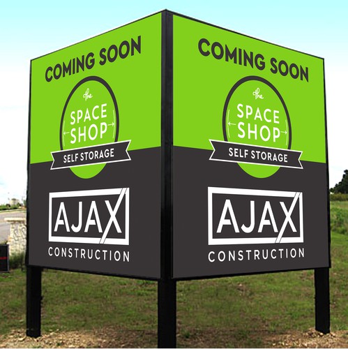 Storage design with the title 'Ajax Construction Signage'