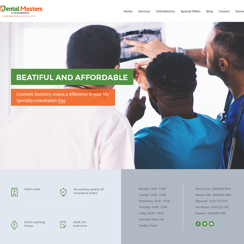 Dental website with the title 'Website redesign for dental clinic'