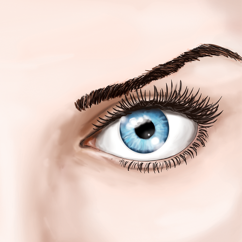 Beauty illustration with the title 'Create a series of 3 illustrations of individual facial features to be used for product branding.'