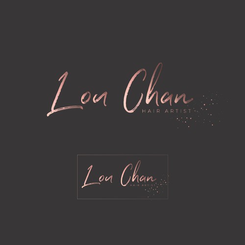 Glitter design with the title 'Smooth gold rose logo for hair artist'