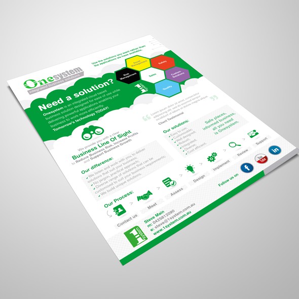 One page design with the title 'Cloud based business solutions brochure'