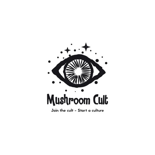 Artsy design with the title 'Mushroom Cult - Logo Design'