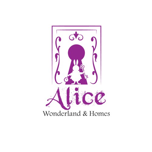 Alice in Wonderland design with the title 'powerful logo for Alice Wonderland & Homes'