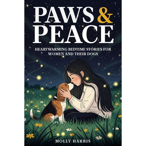 Dog book cover with the title 'Paws & Peace'