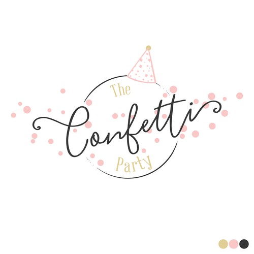 Chic logo with the title 'THE CONFETTI PARTY needs a chic girly logo.'