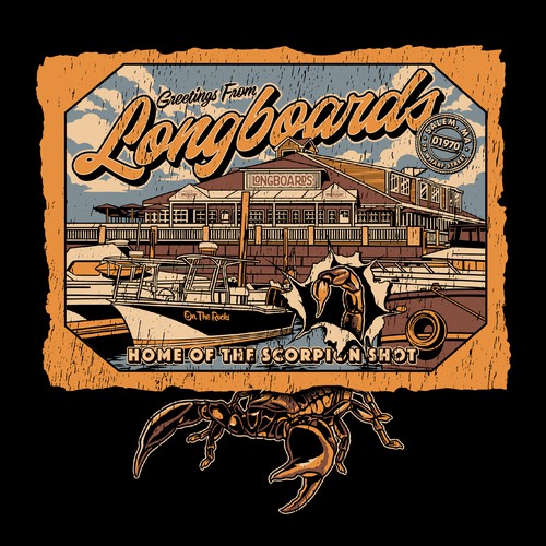 Drink t-shirt with the title 'T-SHIRT ARTWORK FOR LONGBOARDS RESTAURANT'