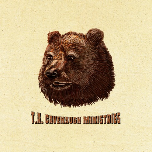 Digital art logo with the title 'Bear head hand drawn logo design.'