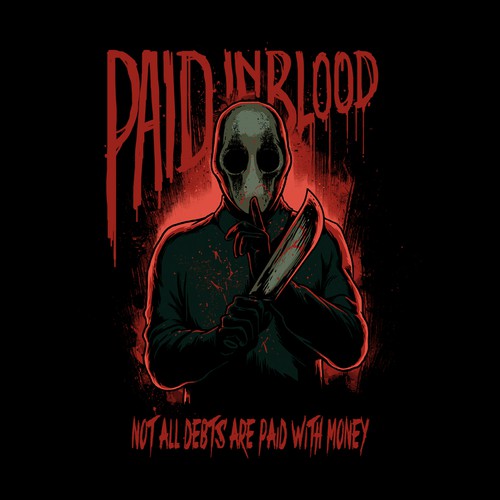 Horror t-shirt with the title 'Paid in blood '