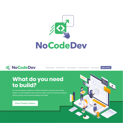 Efficiency logo with the title 'Logo For NoCodeDev (Developing without programming)'