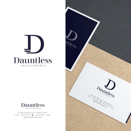 Royal blue logo with the title 'Dauntless Logo Design'