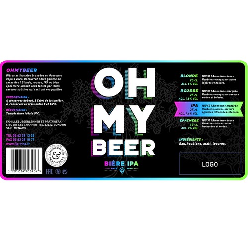 Brand label with the title 'OH MY BEER'